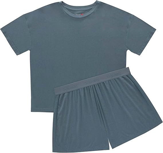 Hanes Women’s 2-Piece Lounge Set – Supersoft Boxy T-Shirt & Sleep Shorts